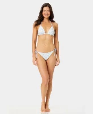 Ditsy Wide Rib Reversible Triangle Swim Top Tie Side Bottoms by California Waves