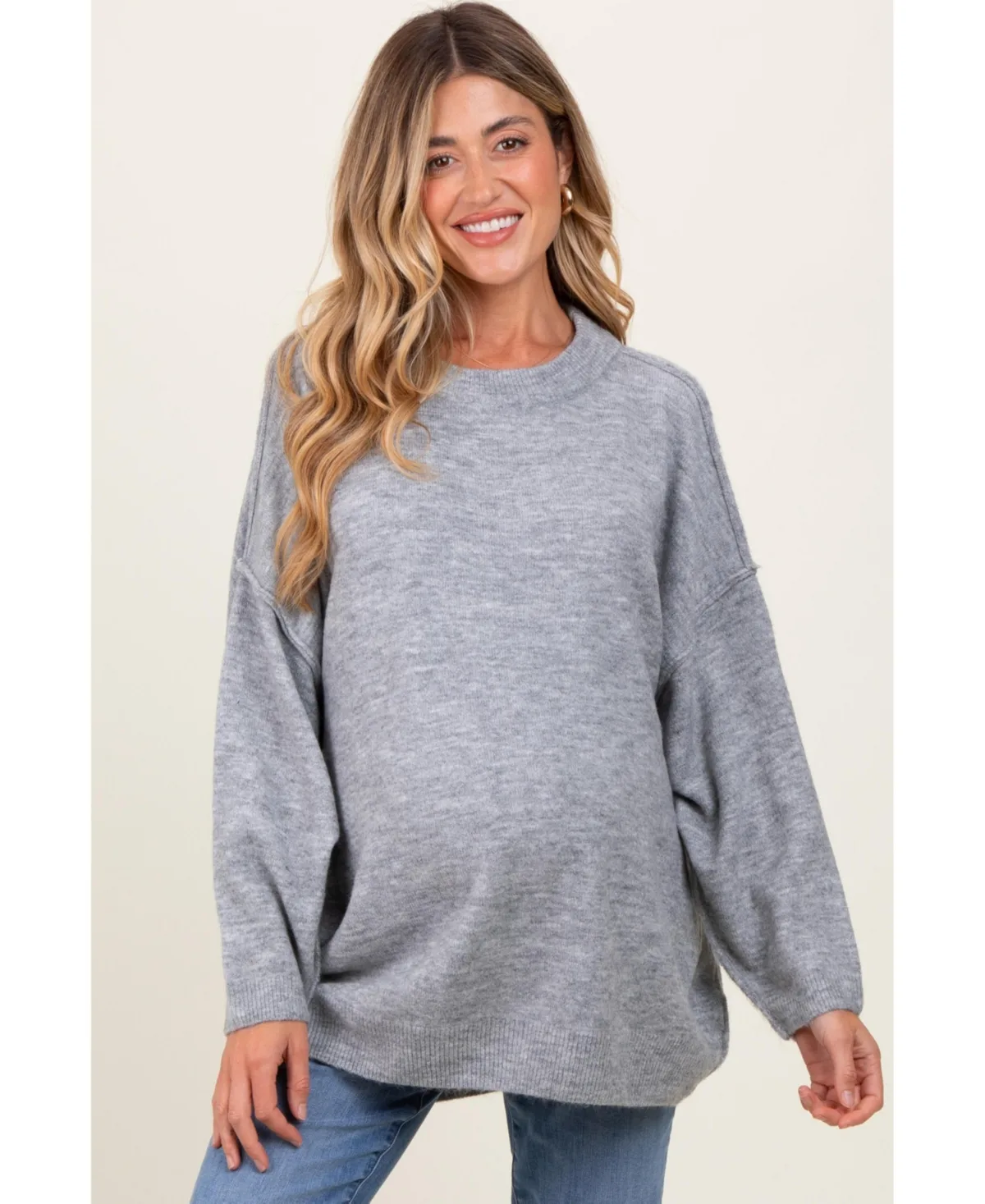 Oversized Crewneck Melange Knit Sweater