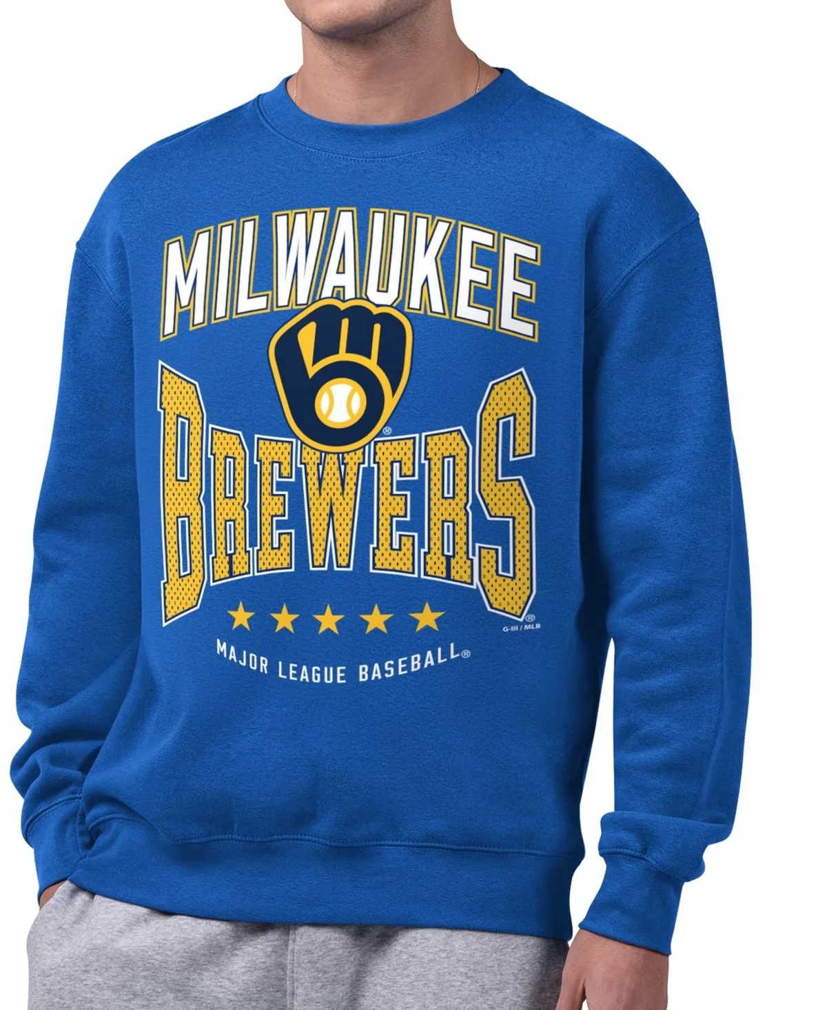 Milwaukee Brewers Center Squeeze Crewneck Fleece Sweatshirt