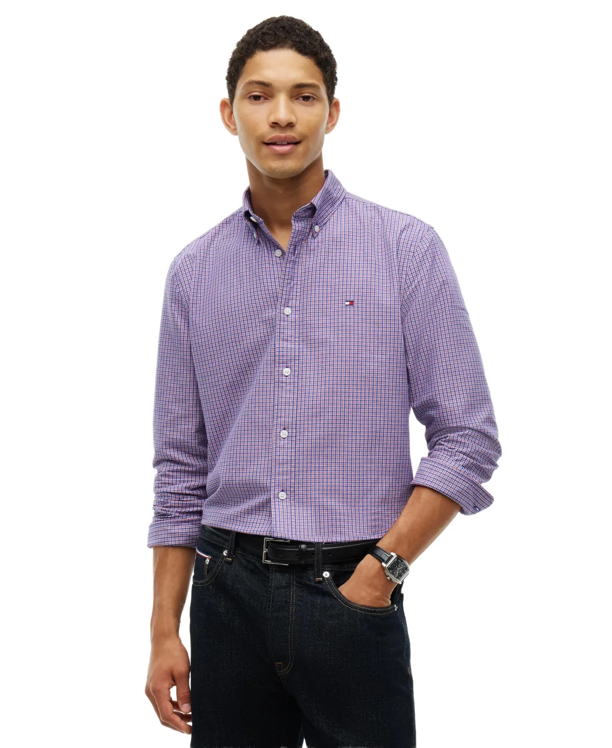 Heritage Oxford Tartan Long-Sleeve Regular-Fit Shirt by Tommy Hilfiger