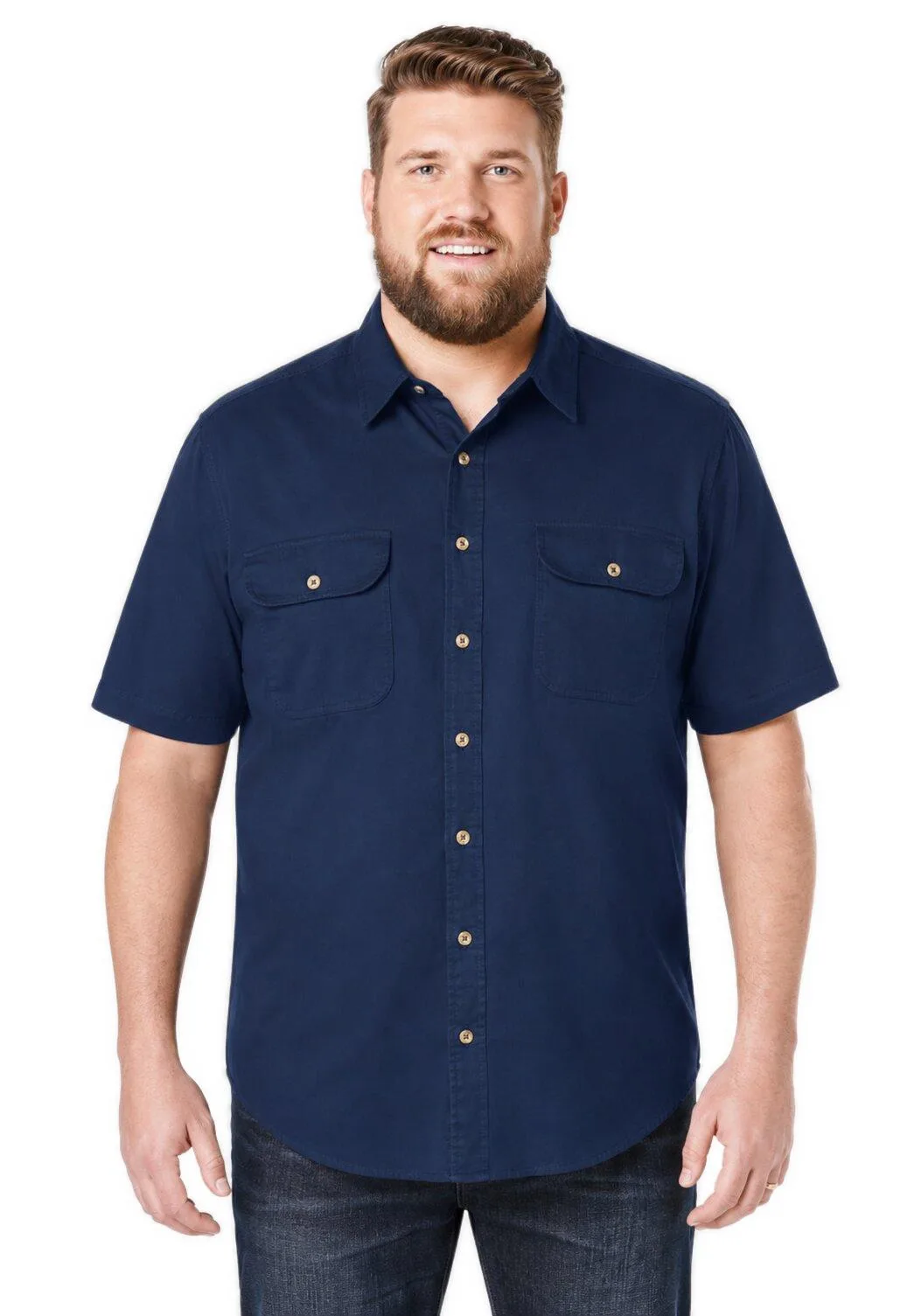 Boulder Creek by KingSize Short Sleeve Denim and Twill Shirt by Boulder Creek