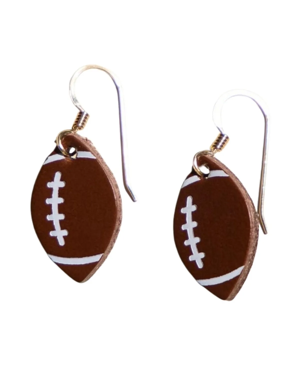 Gold-Tone Leather Mini Touchdown Football Earrings by Nickel & Suede