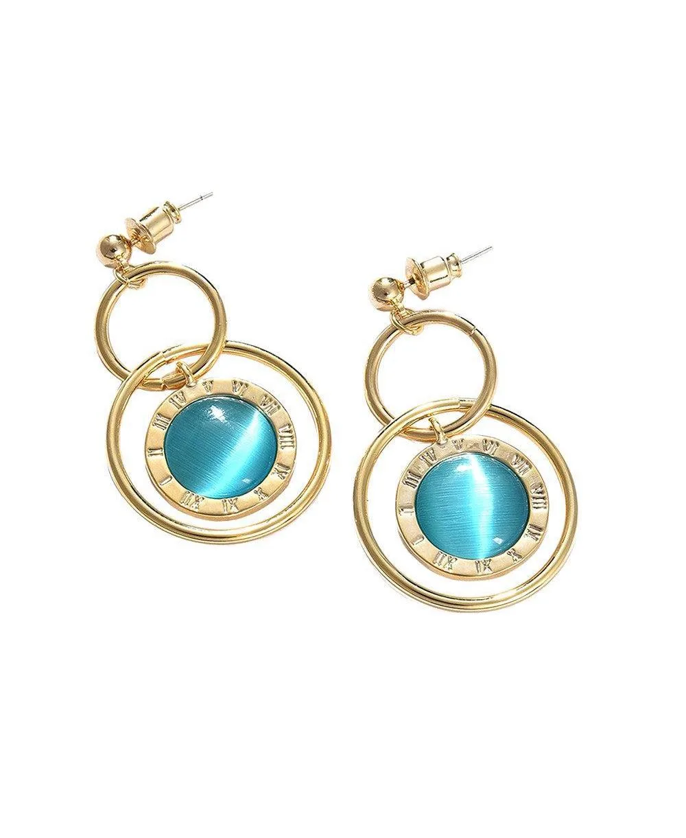 Blue Circular Drop Earrings by Sohi