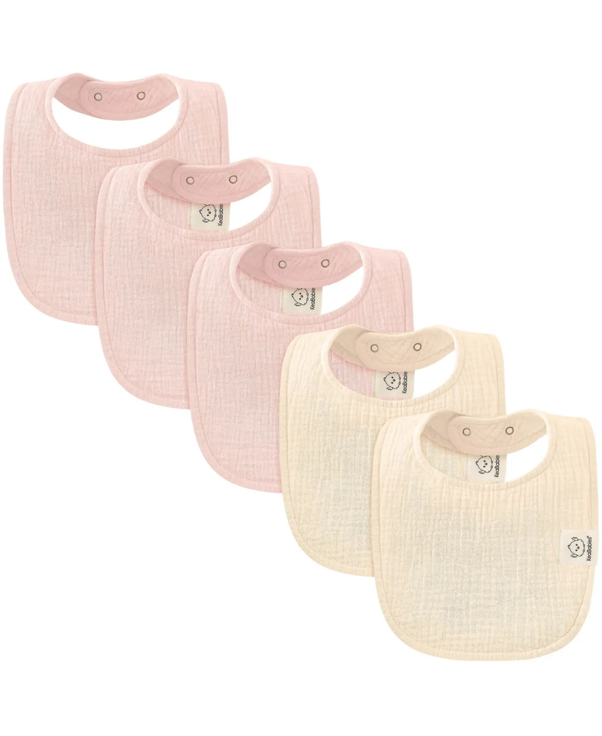 Lyra Muslin Bibs for Drooling and Teething, 5-Pack Soft Cotton Bibs, 0-36 Months by Keababies