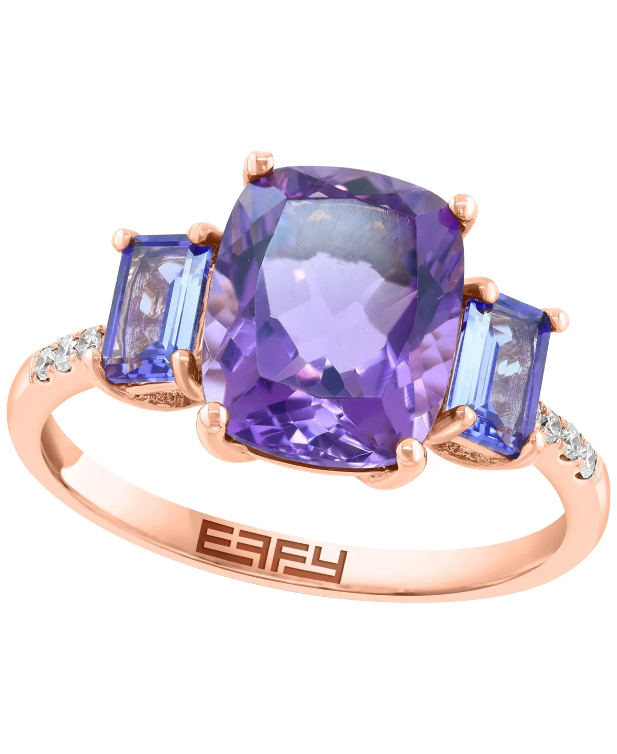 Amethyst and Tanzanite Ring (1/20 ct. t.w. Diamond) in 14k Rose Gold by Effy Collection