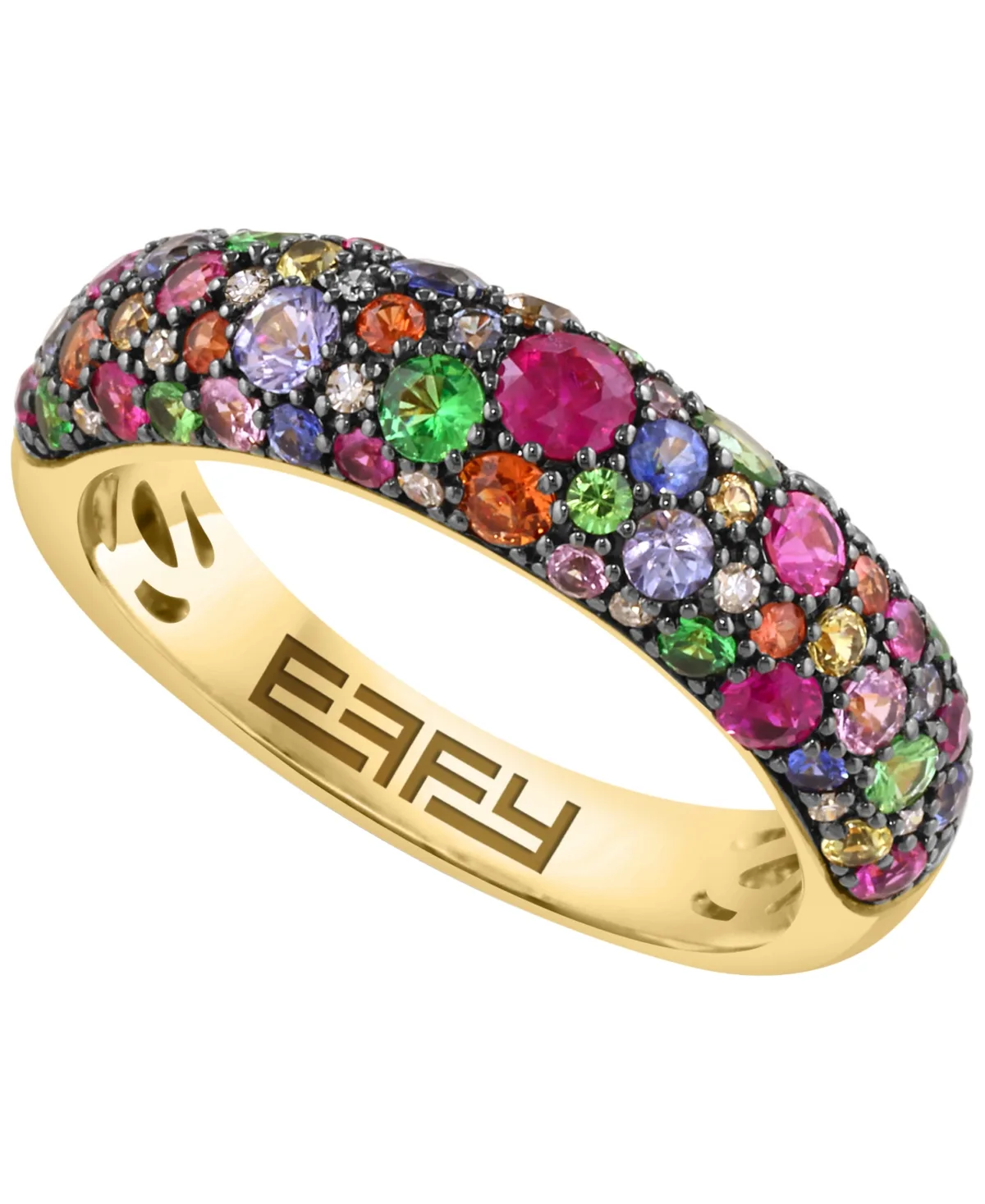 Diamond and Multigemstone Ring (1/10 ct. t.w. Diamond, 1-5/8 ct. t.w. Multigemstone) in 14k Yellow Gold by Effy Collection