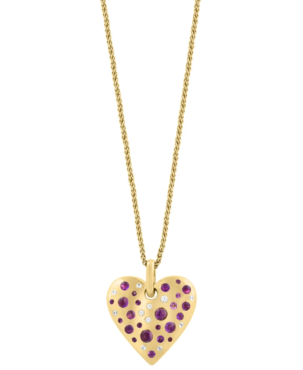 Amethyst and Zircon Heart Pendant Necklace (1-1/6 ct. t.w.) in 14k Yellow Gold Over Sterling Silver