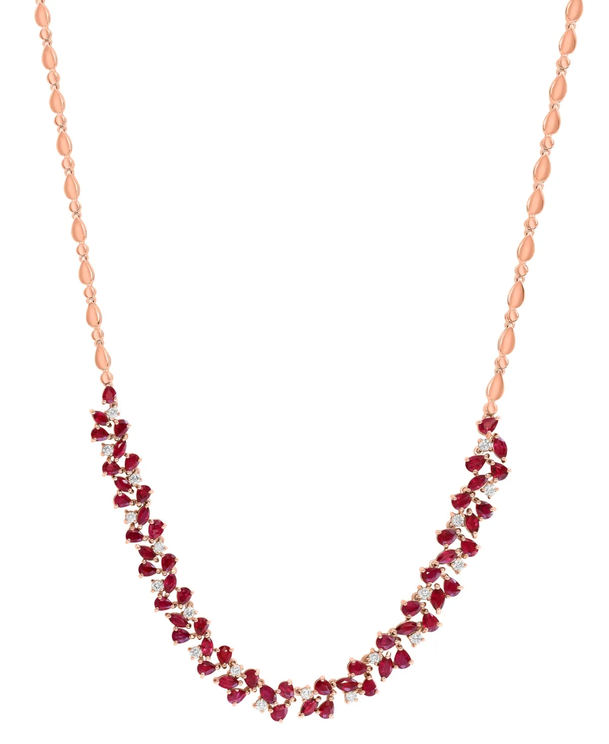 Diamond (3/4 ct. t.w.) and Ruby (12-1/4 ct. t.w.) Necklace in 14k Rose Gold by Effy Collection