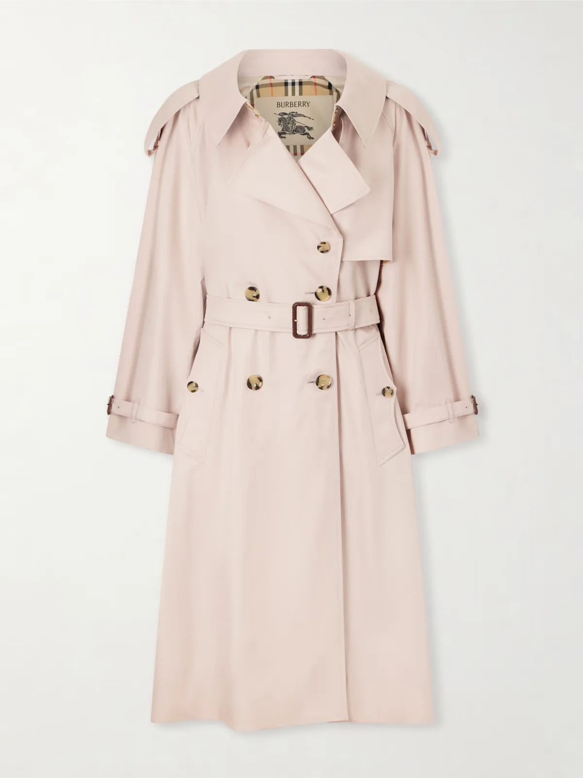 - Fitzorvia Double-breasted Belted Cotton-gabardine Trench Coat -