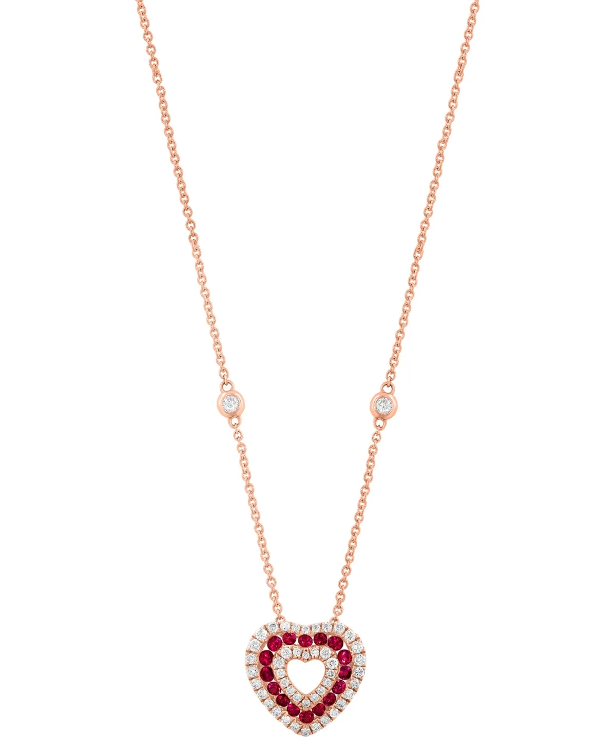 Diamond (3/8 ct. t.w.) and Ruby (3/8 ct. t.w.) Heart Pendant in 14k Rose Gold