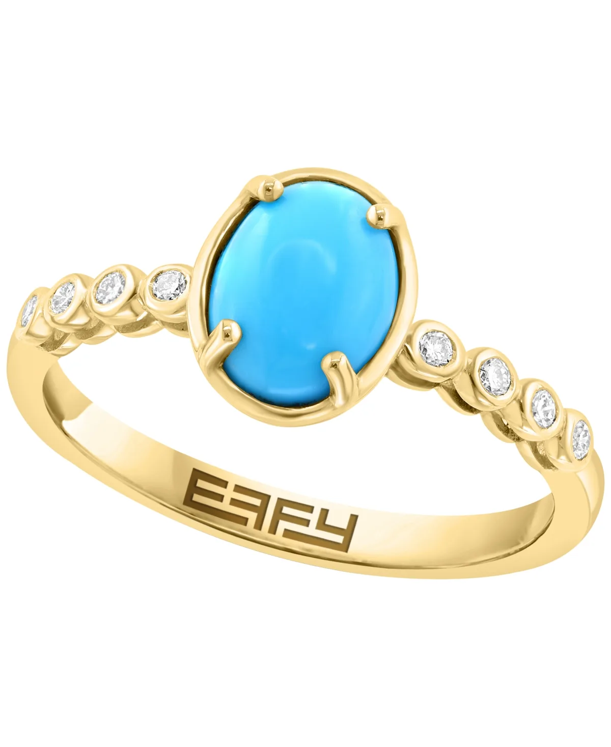 Diamond (1/10 ct. t.w.) and Turquoise (1/10 ct. t.w.) Ring in 14k Yellow Gold by Effy Collection