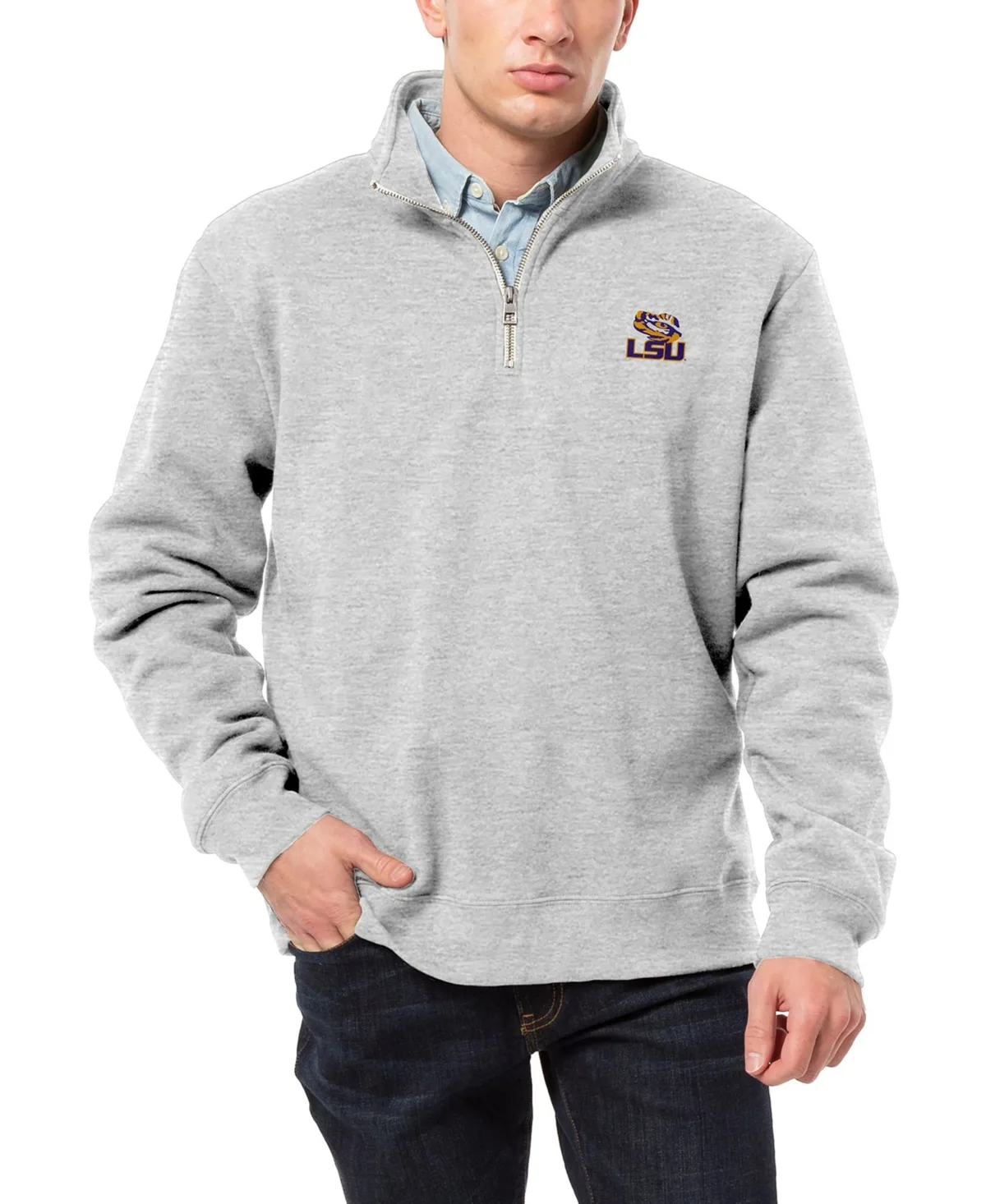 Lsu Tigers Fleece Quarter-Zip Mock Neck Sweatshirt