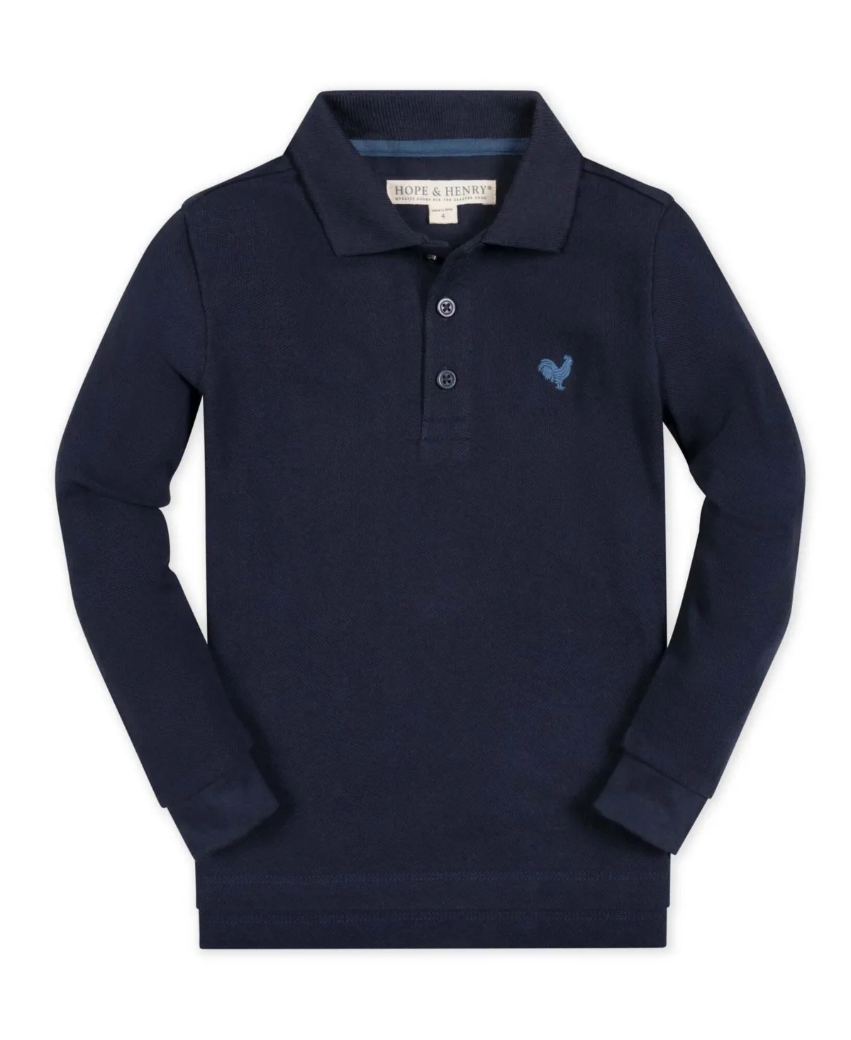 Long-Sleeve Pique Organic Cotton Polo Shirt by Hope & Henry