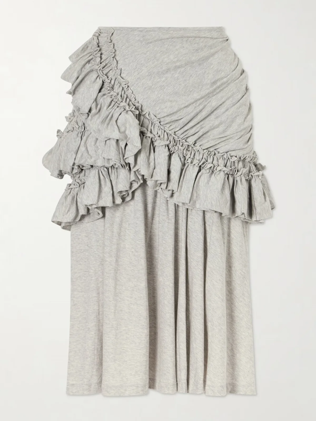 - Ruffled Cotton-jersey Midi Skirt -