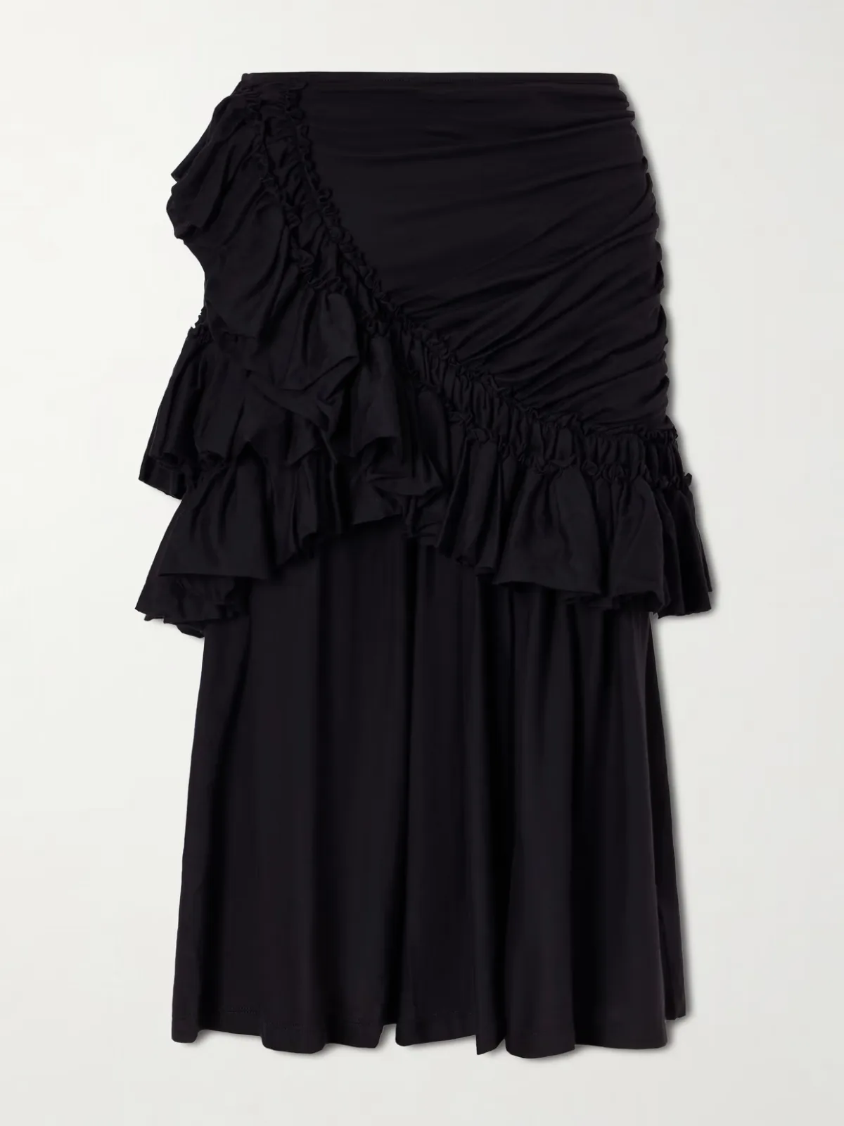 - Ruffled Cotton-jersey Midi Skirt -