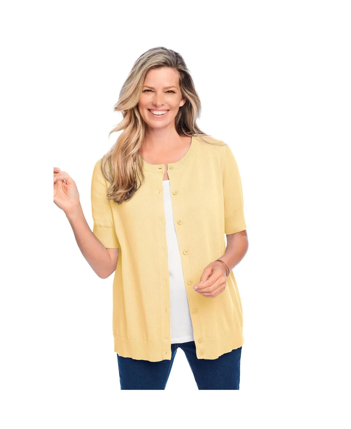 Within Perfect Elbow-Length Sleeve Cardigan by Woman Within