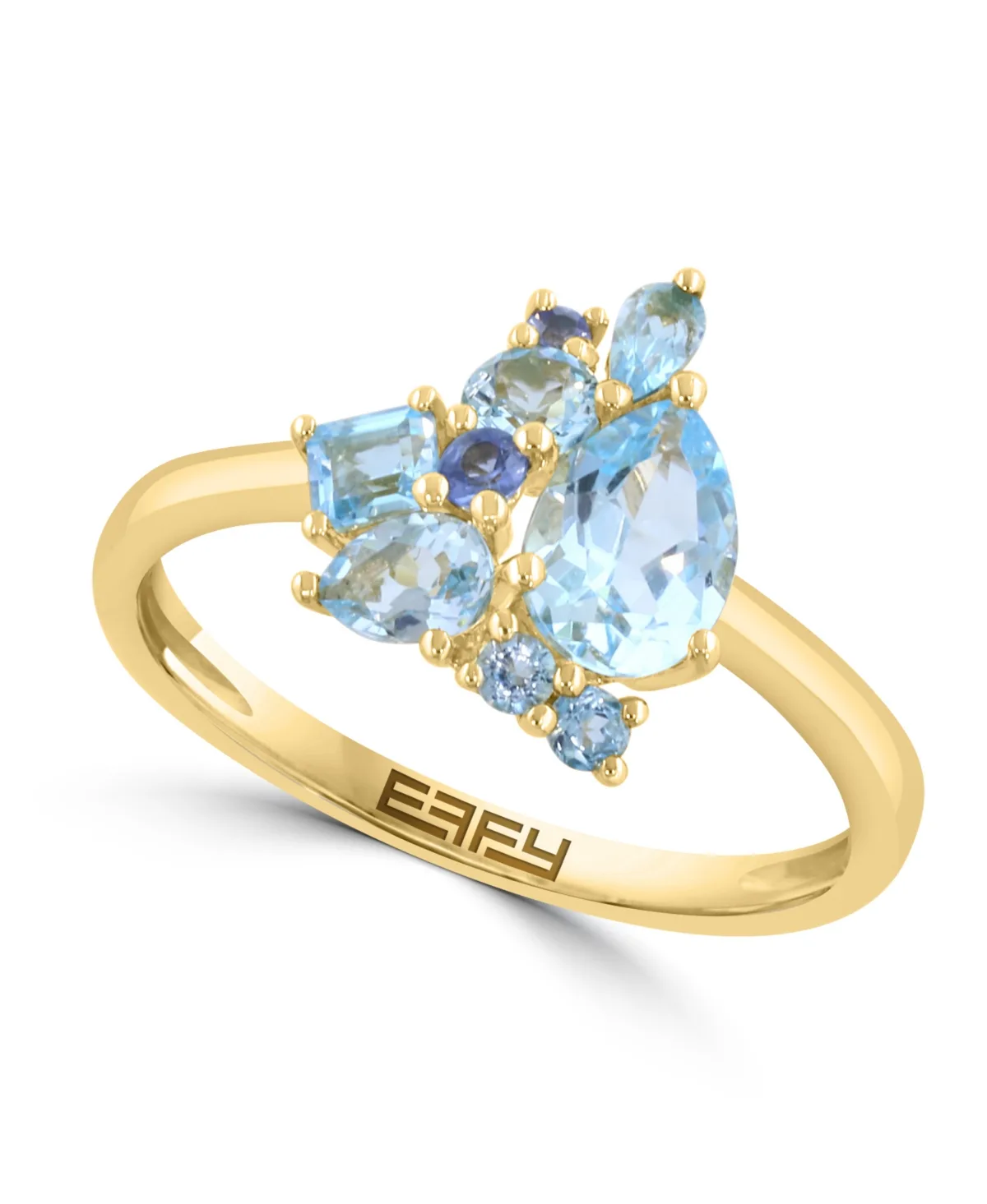 Sky Blue Topaz, Blue Topaz and Sapphire Ring (1-1/4 ct. t.w.) in 14k Yellow Gold by Effy Collection