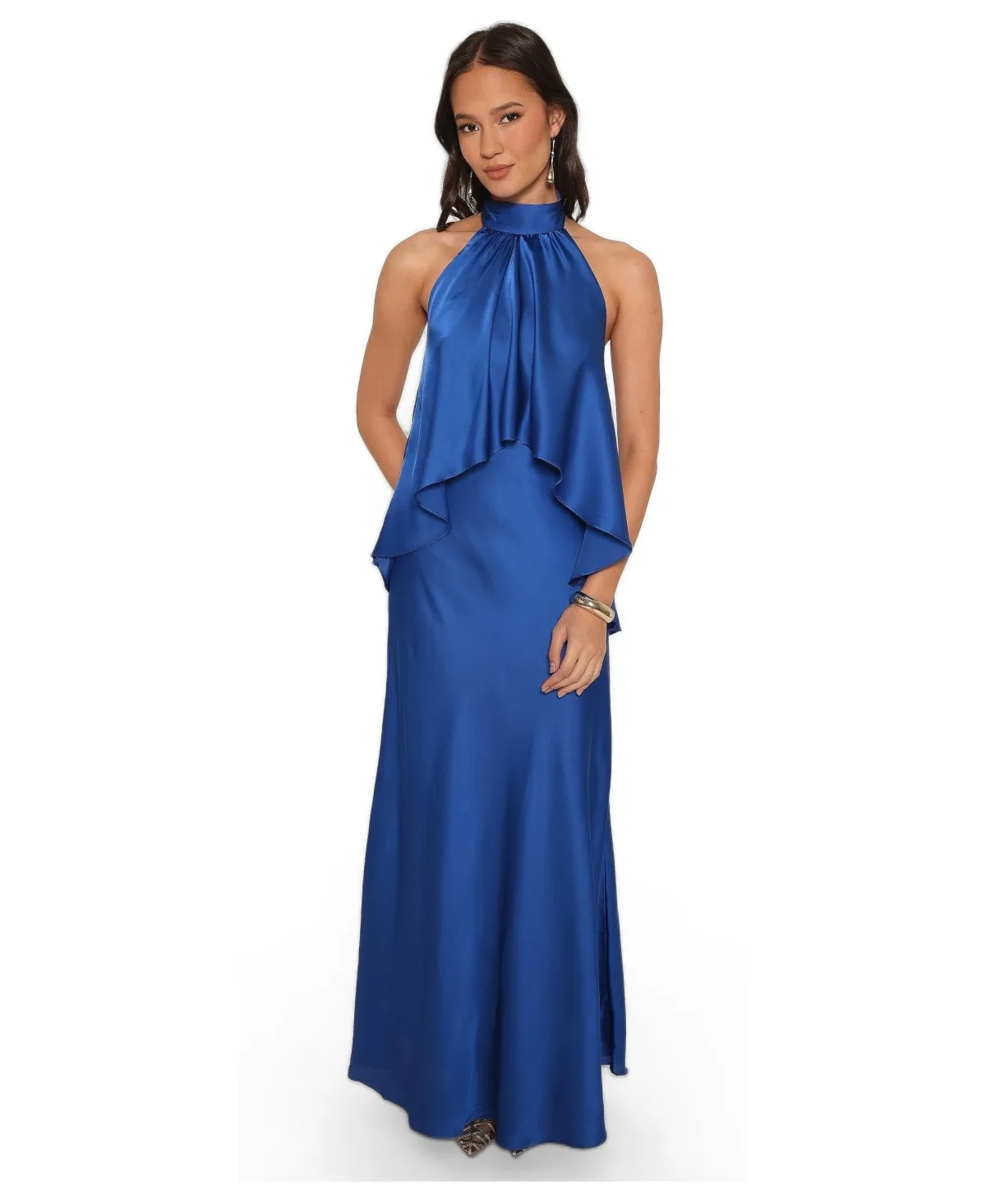 Nyomi Halter Satin Maxi Dress by Petal and Pup