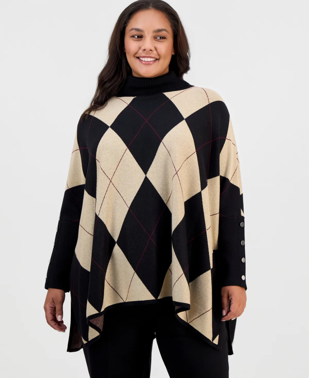 Argyle Turtleneck Poncho by Jones New York