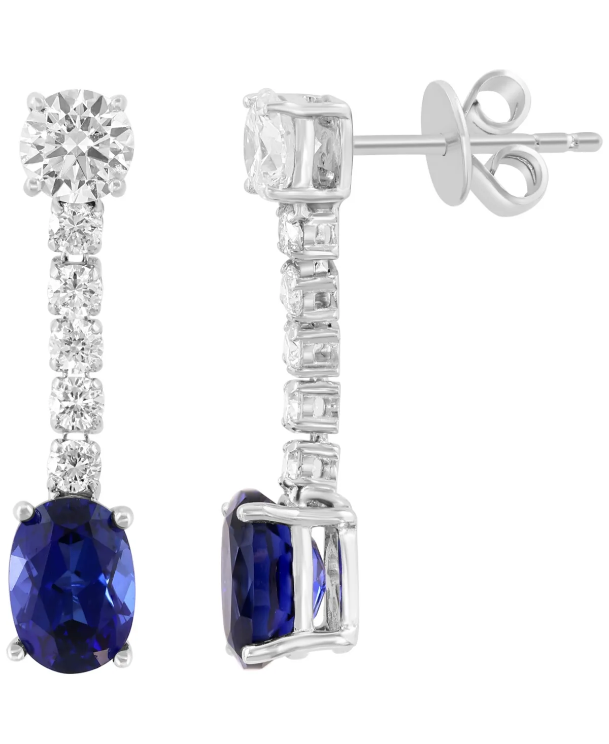 Lab-Grown Diamond (1-1/20 ct. t.w.) and Lab-Grown Sapphire (2-1/10 ct. t.w.) Earrings in 14k White Gold by Effy Collection