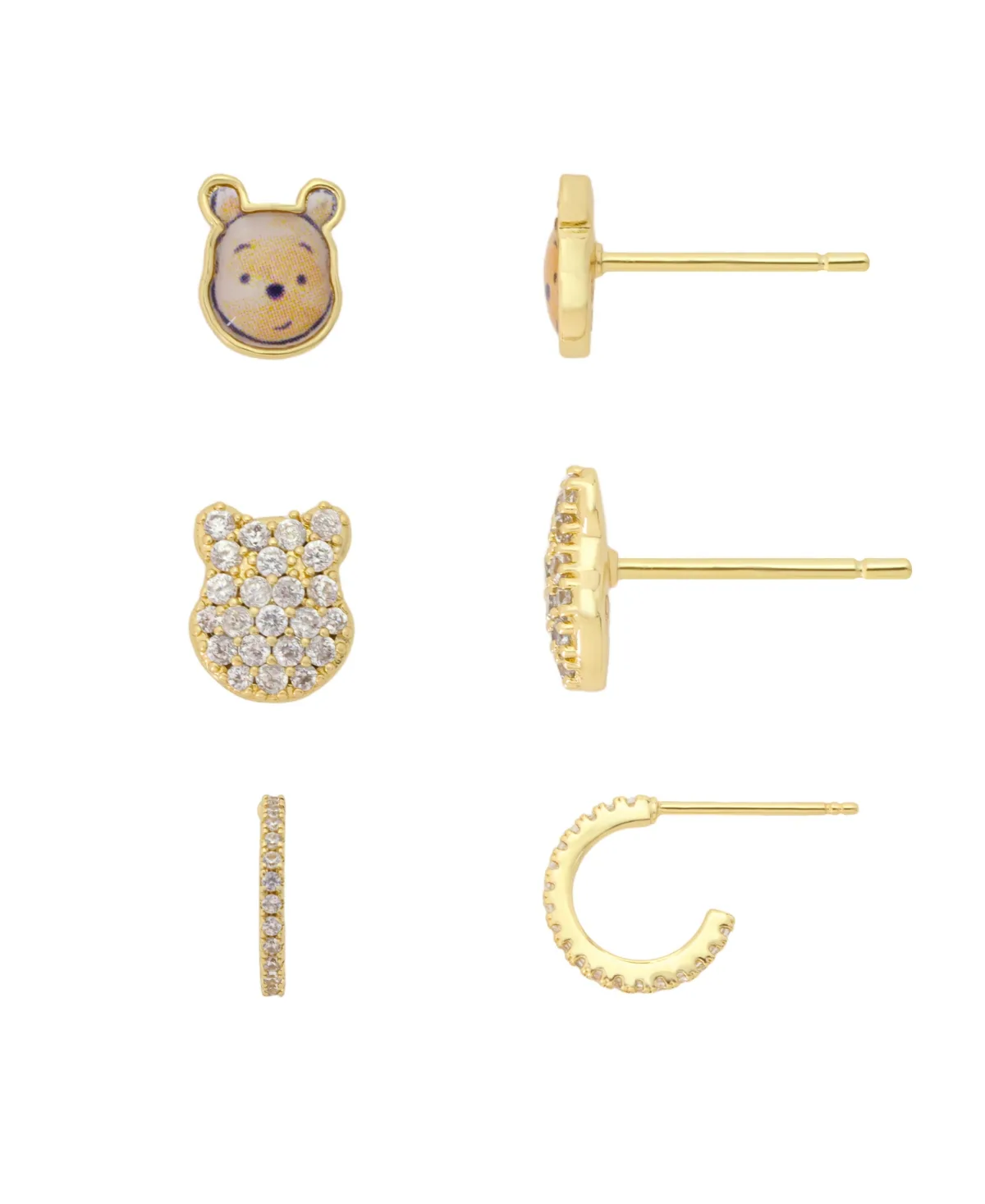 Cubic Zirconia Gold-Tone Earrings, 3-Piece Set by Disney