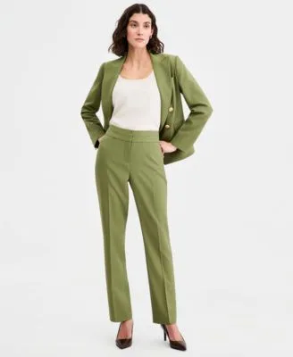 Peak Lapel Double Breasted Jacket Woven Mid Rise Straight Pants