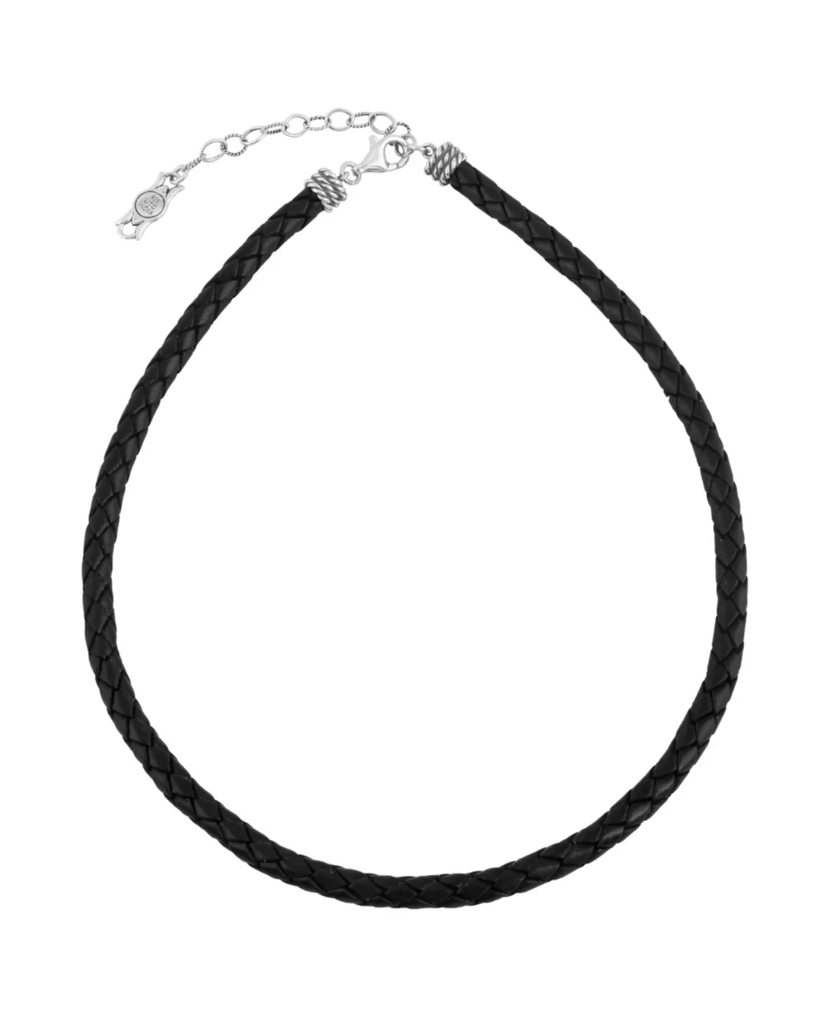 Braided Genuine Leather and Sterling Silver Necklace, 17-20 Inch Length by American West Jewelry