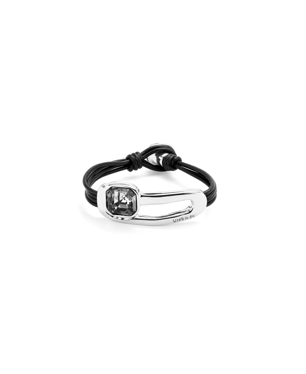 Leather Bracelet with Black Faceted Details by Unode50
