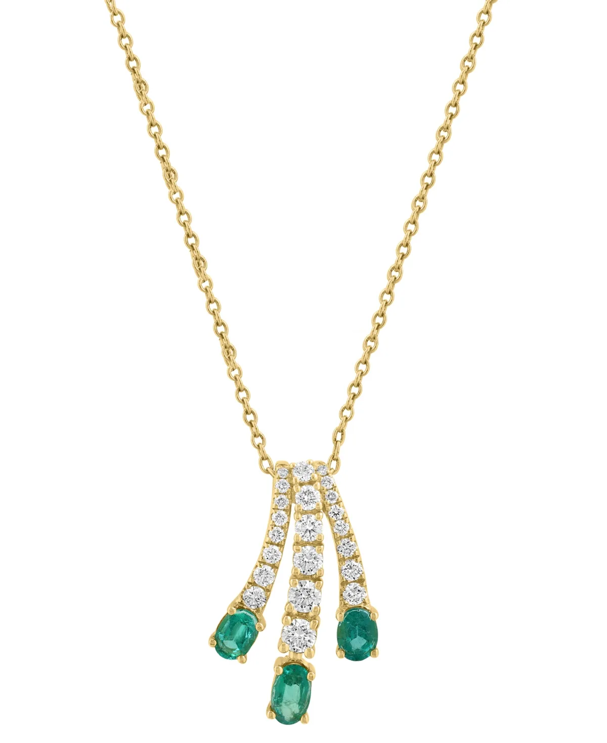 Diamond (3/8 ct. t.w.) and Emerald (5/8 ct. t.w.) Pendant in 14k Yellow Gold by Effy Collection