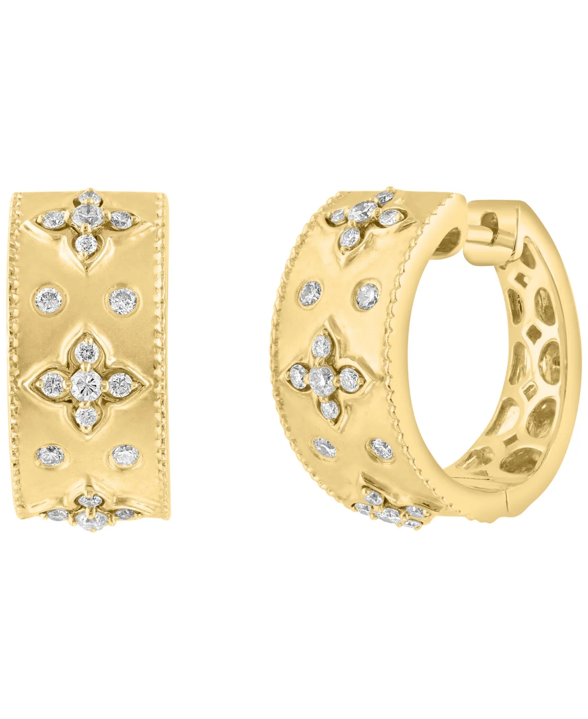 Round Small-Huggie Diamond Earrings (1/3 ct. t.w.) in 14K Yellow Gold by Effy Collection