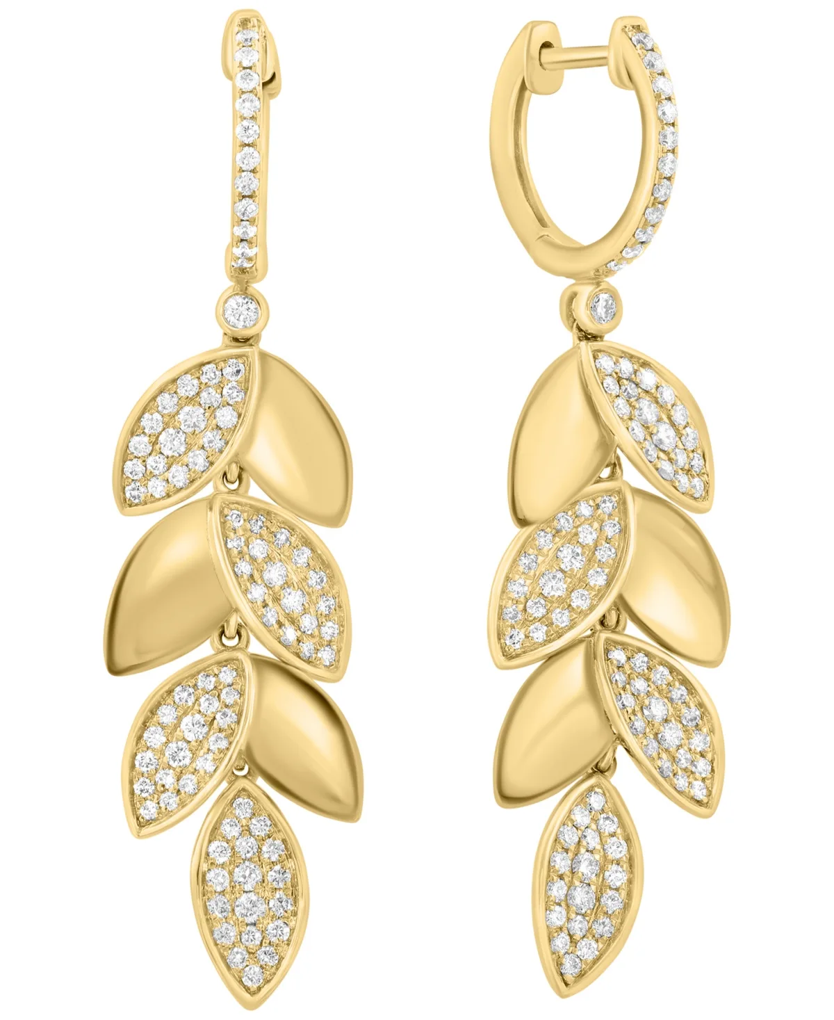 Round Drop Diamond Earrings (7/8 ct. t.w.) in 14k Yellow Gold by Effy Collection