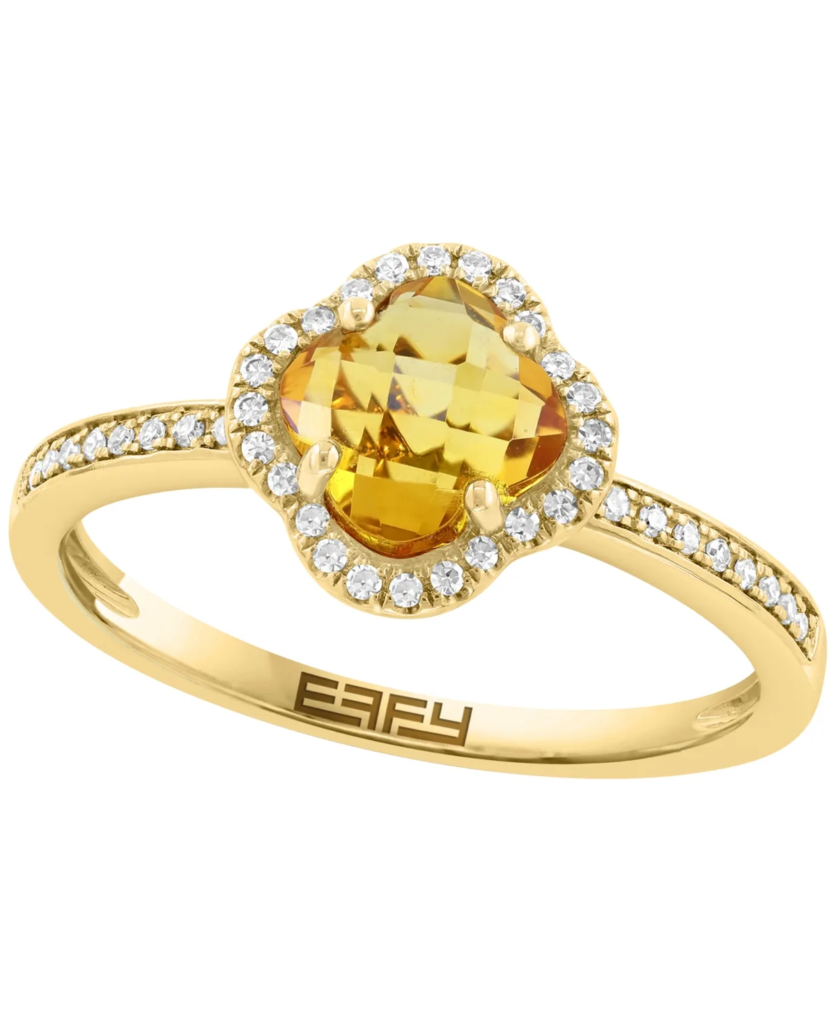 Diamond and Citrine Ring (1/10 ct. t.w. Diamond, 1-1/10 ct. t.w. Citrine) in 14k Yellow Gold by Effy Collection