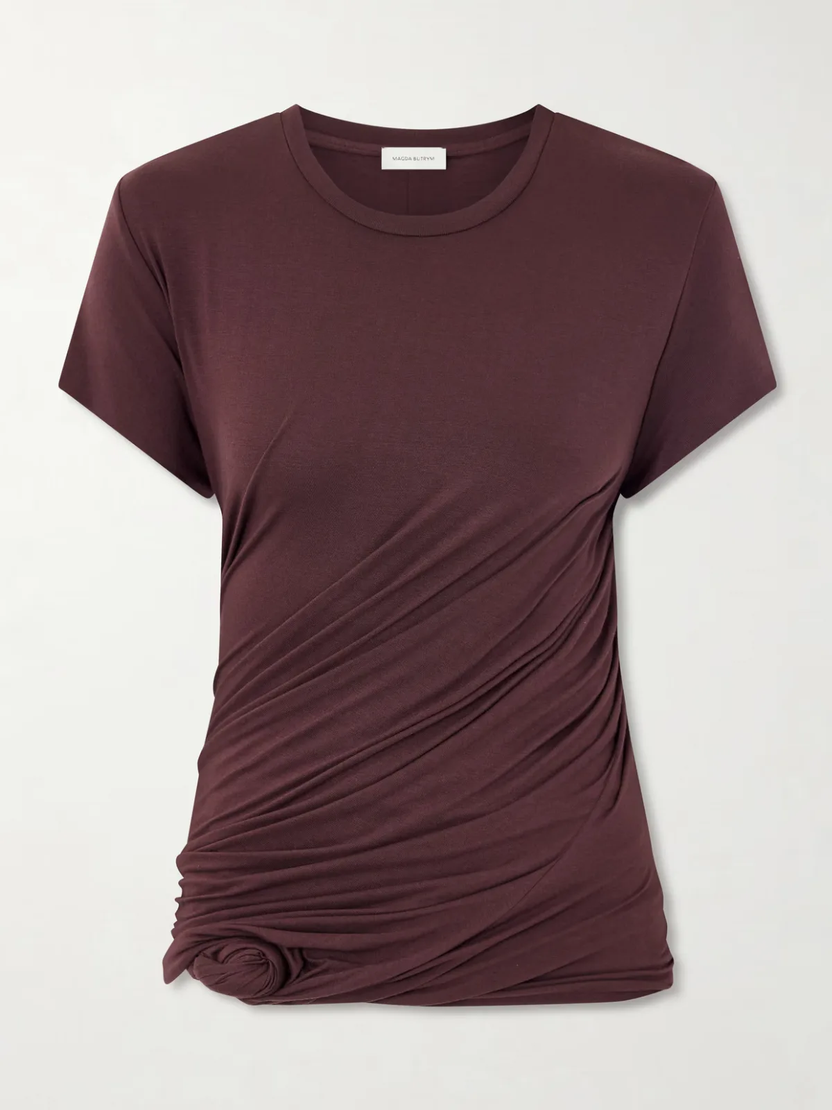 - Gathered Cotton-blend T-shirt -