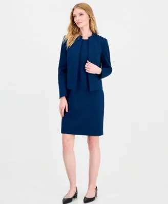 Empire Waist Seam Crewneck Jacket Dress 2 Piece Suit by Le Suit