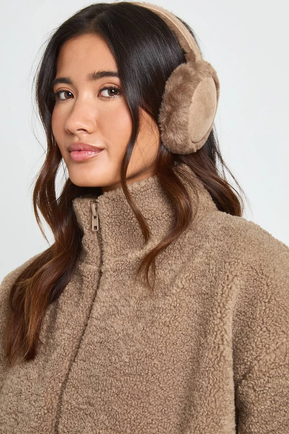 Faux Suede Fluffy Earmuffs by boohoo