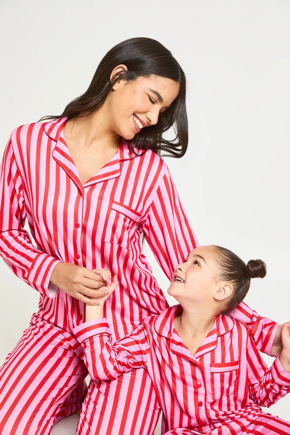 Matching Family Super Soft Candy Stripe Long Sleeve Shirt & Trousers Pyjama Set by boohoo