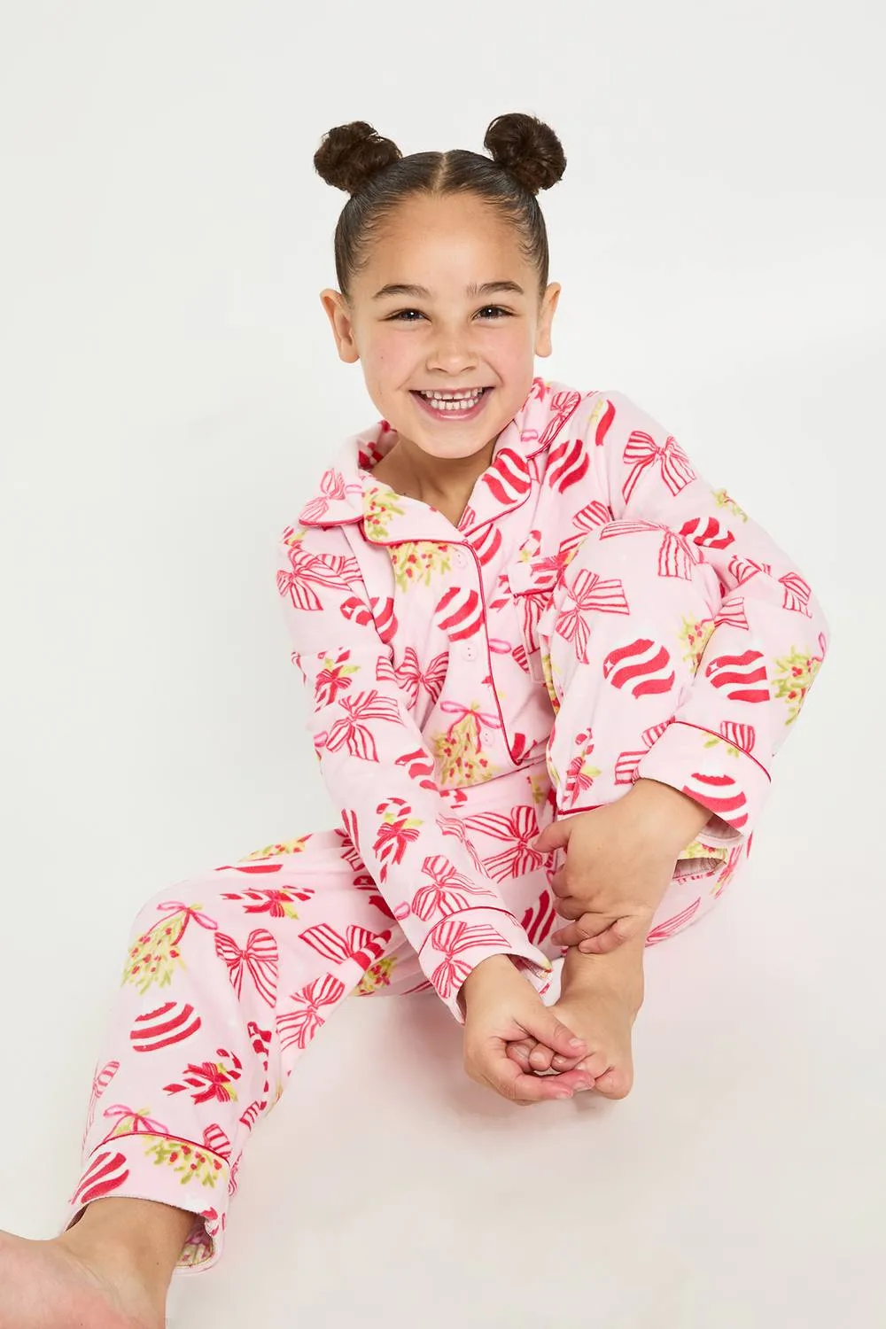 Matching Family Baby Fleece Christmas Print Long Sleeve Shirt & Trousers Pyjama Set by boohoo