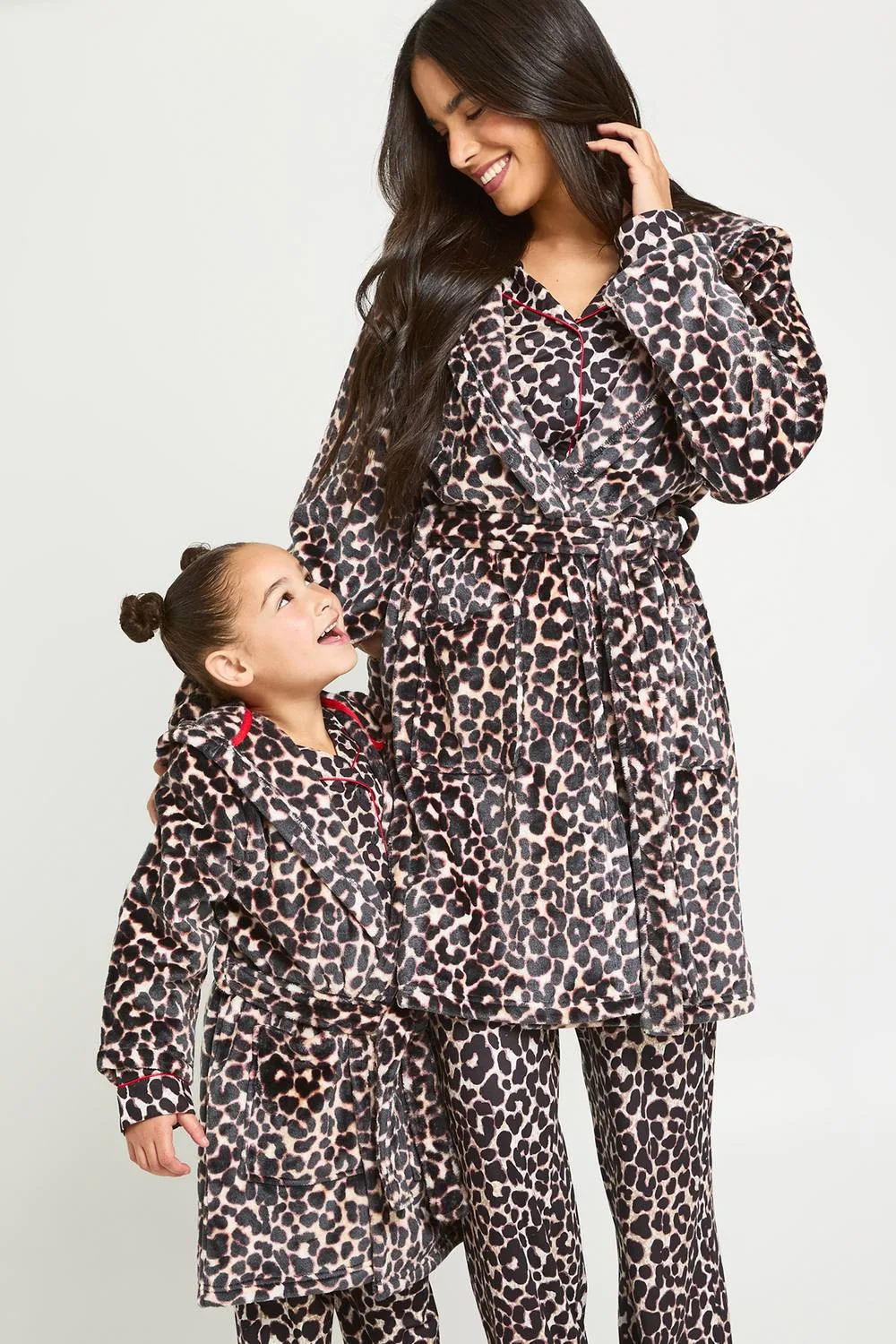 Matching Family Leopard Print Mini Dressing Gown by boohoo
