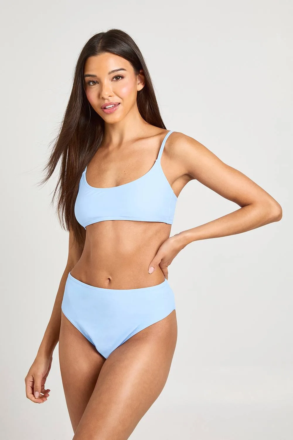 Essentials High Waist Bikini Bottom by boohoo