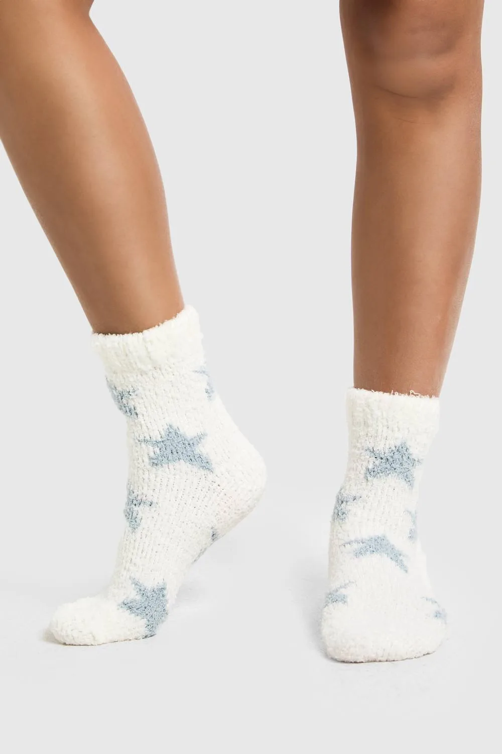 Star Print Fluffy Socks by boohoo
