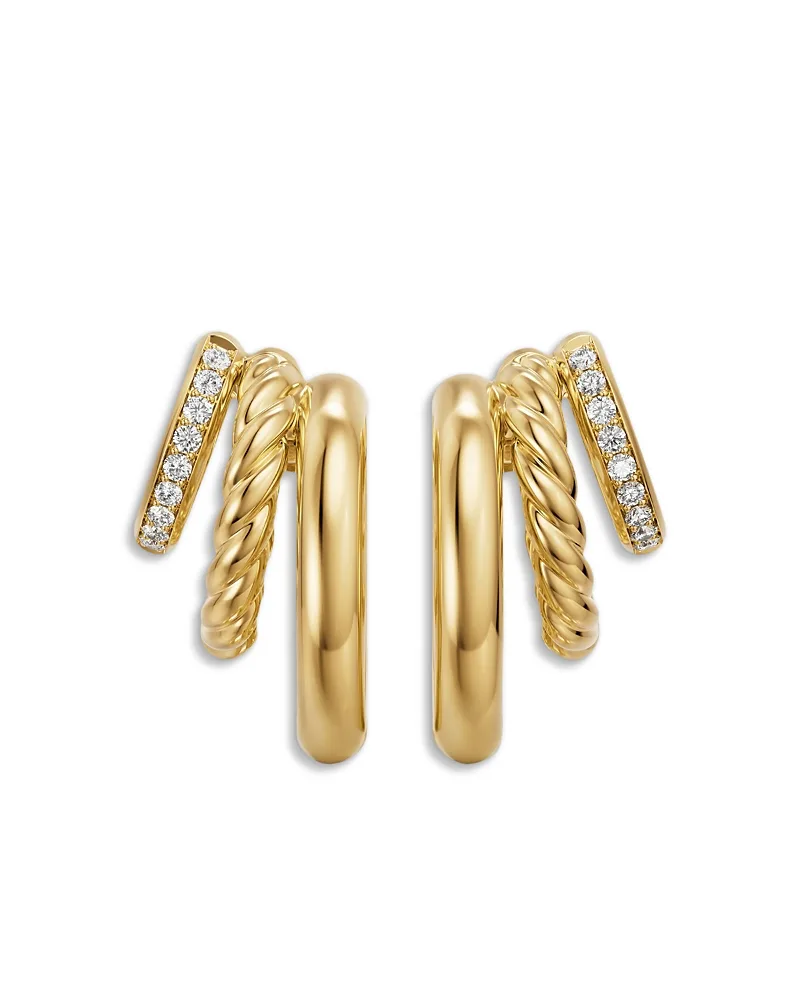 Dy Mercer Multi Row Earrings in 18K Yellow Gold with Diamonds, 18mm by David Yurman