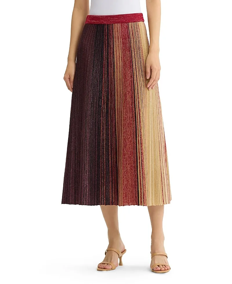 Flared Shimmer Lurex Knit Maxi Skirt