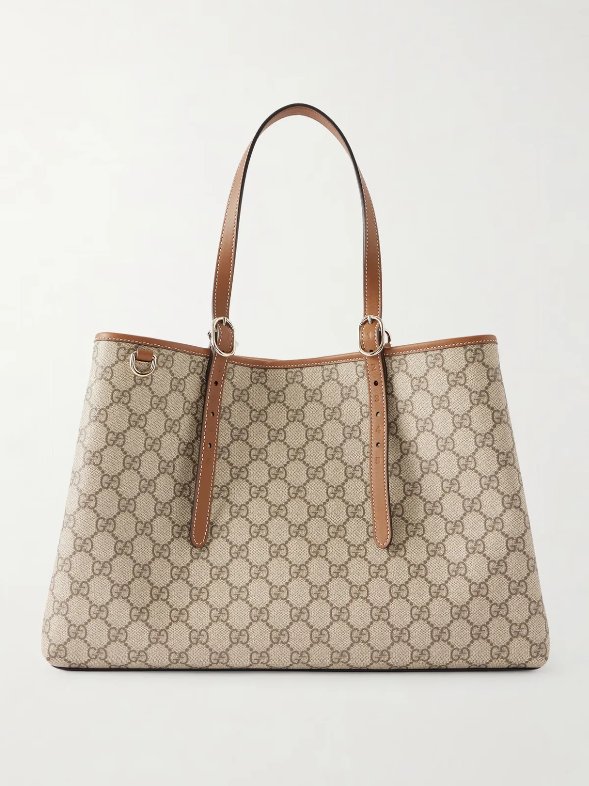 - Gg Emblem Leather-trimmed Printed Coated-canvas Tote -