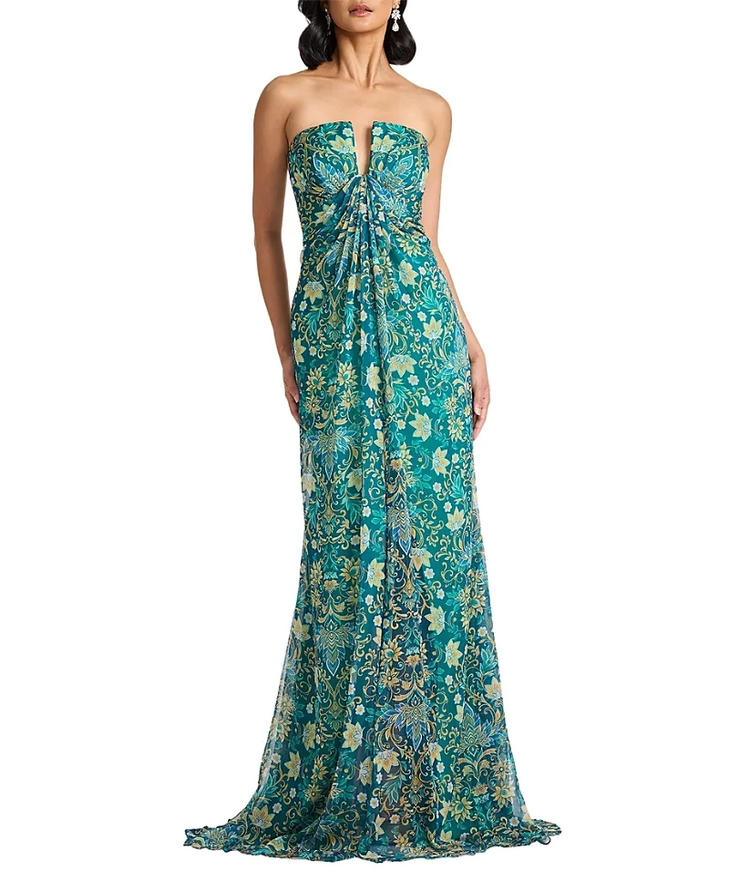 Verica Floral Print Chiffon Gown by Tadashi