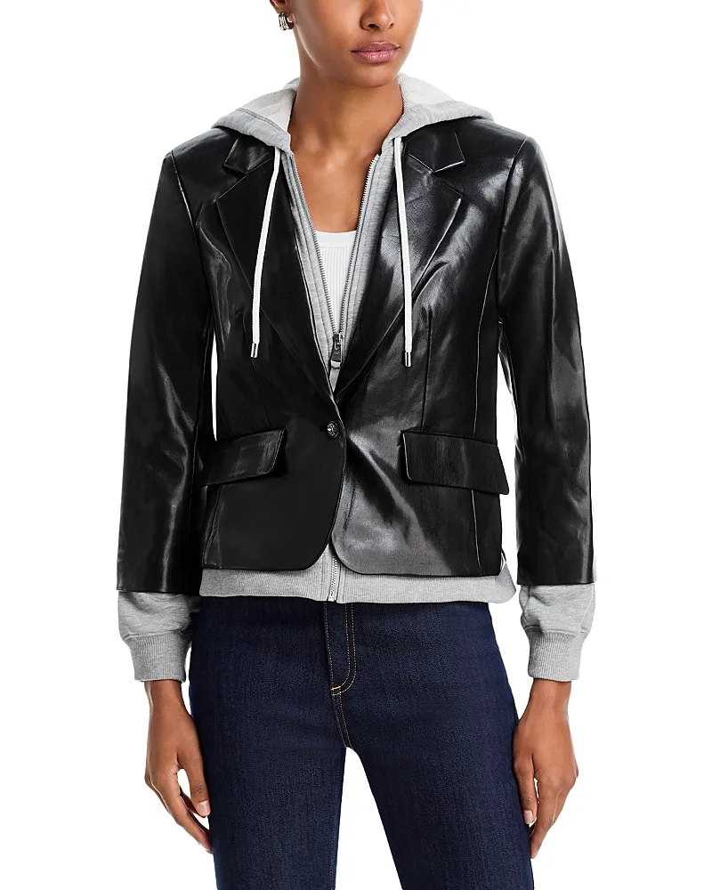 Le Petit Khloe Faux Leather Layered Blazer by Cinq a Sept