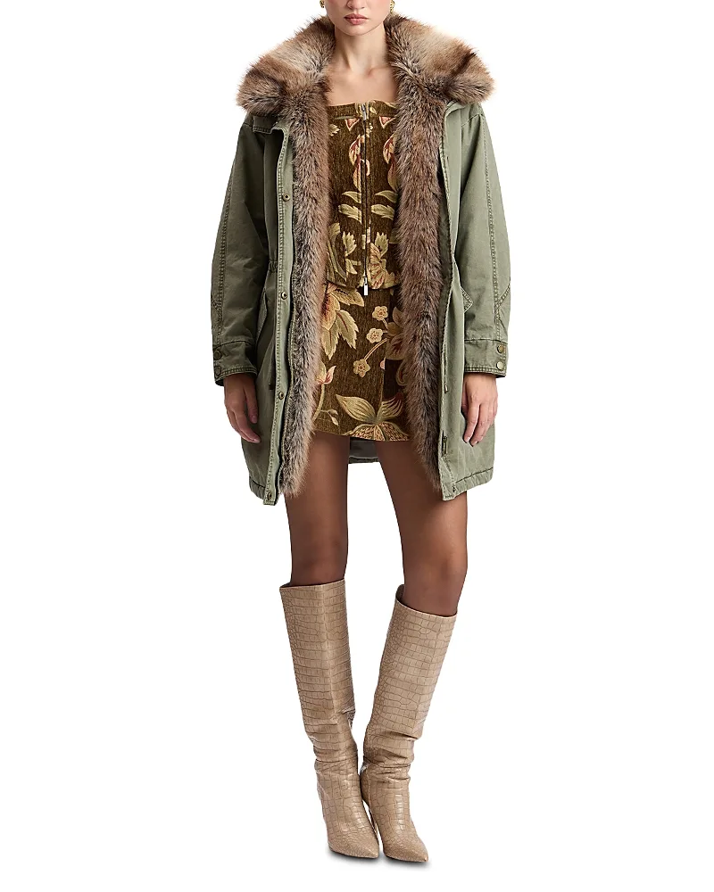 Faux Fur Trim Cotton Parka Coat by Avec Les Filles