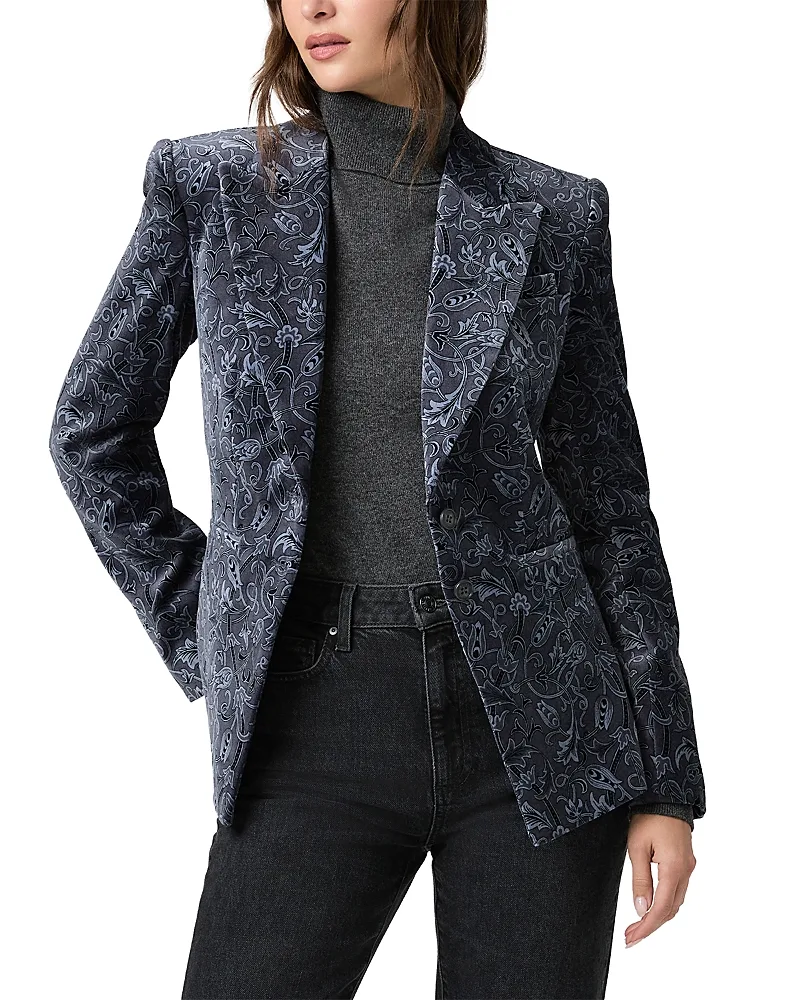 Chelsee Stretch Velvet Peak Lapel Blazer