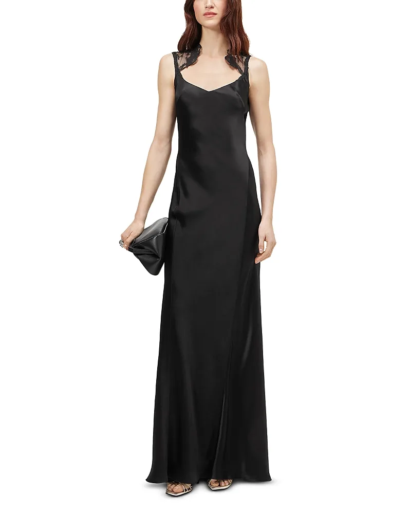 Satin Lace Back Long Dress