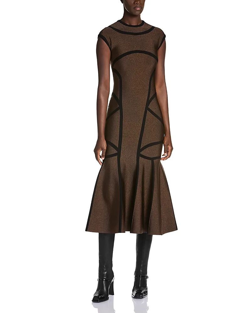 Jacquard Line Midi Dress by Mcqueen