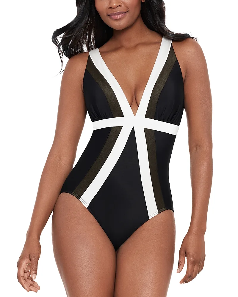 Spectra Trilogy Striped One Piece Swimsuit by Miraclesuit